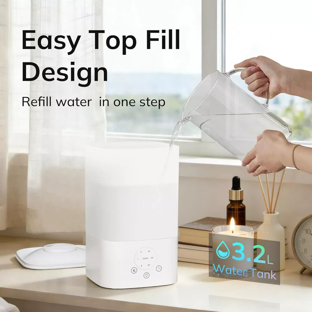 Top‑Fill Ultrasonic Cool Mist Humidifier with Multi‑Color Night Light