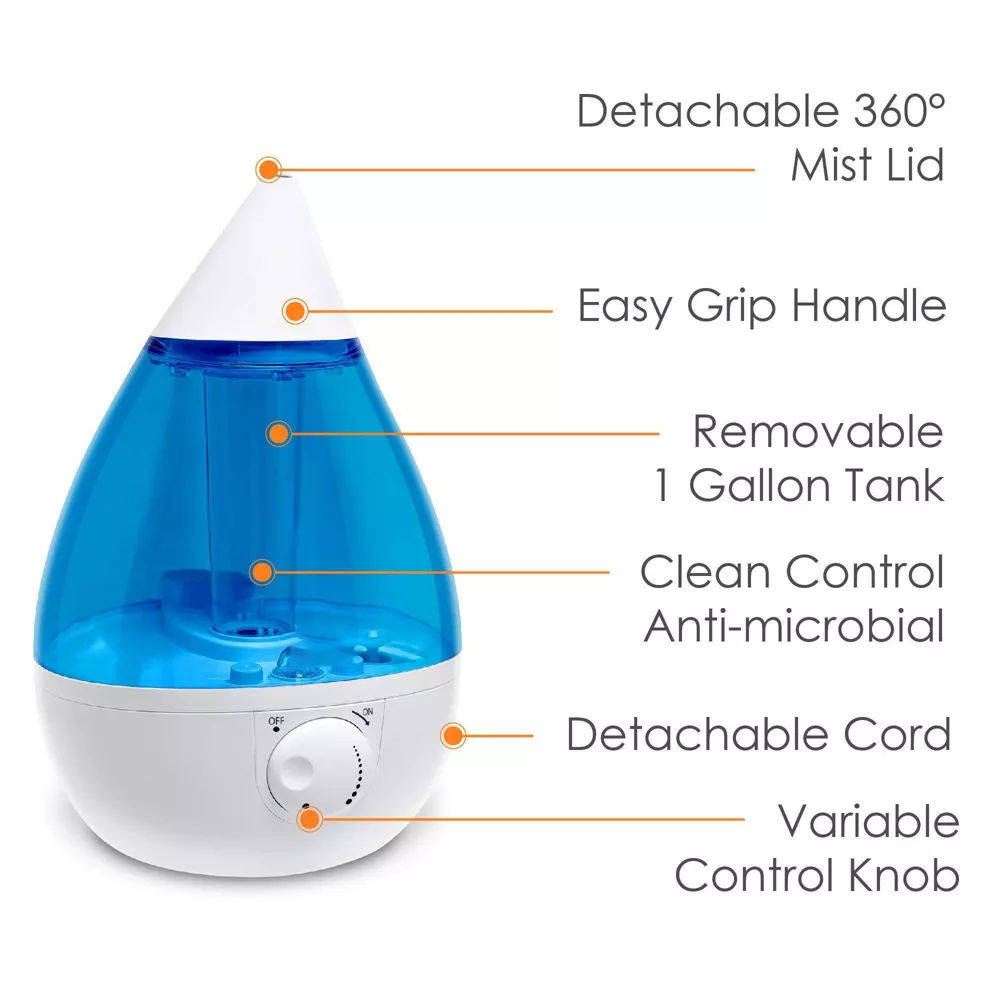 Filter‑Free Drop‑Shaped Ultrasonic Cool Mist Humidifier
